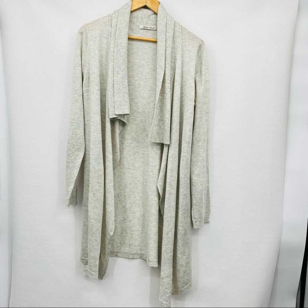 Michael Farrell White Waterfall Front Cardigan Sweater Wool